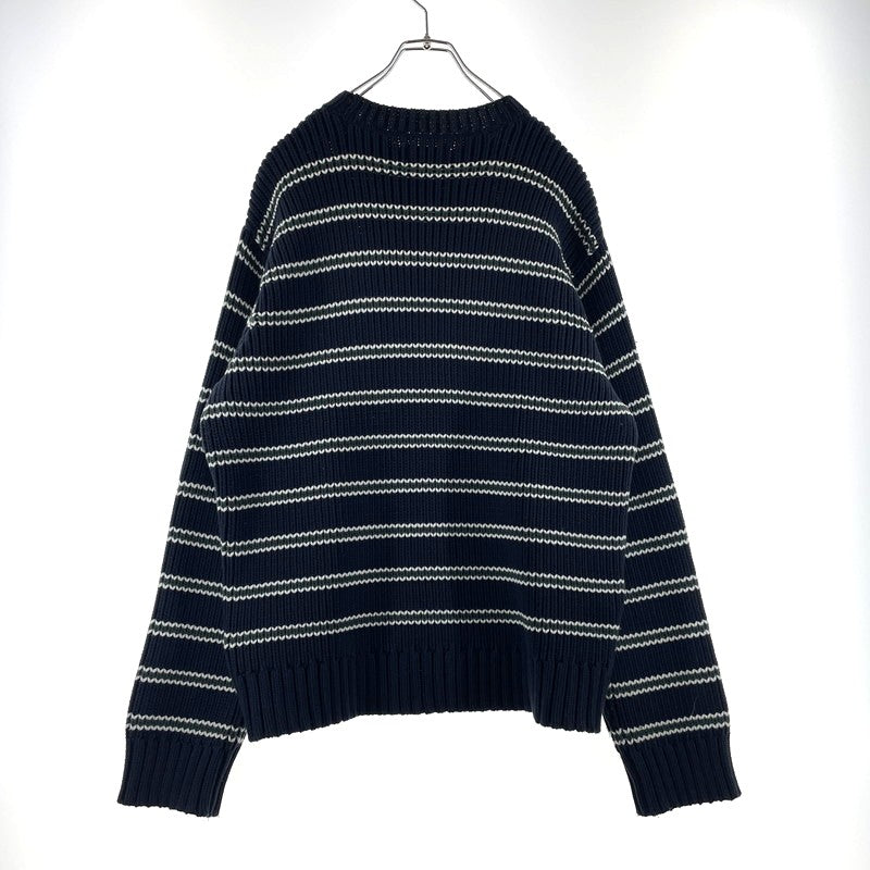 【中古品】【メンズ】 CHUNKY COTTON STRIPE SWEATER 117272 チャンキー コットン ストライプ セーター 長袖 トップス 142-260313-yo-16-fuzh サイズ：S カラー：ネイビー 万代Net店