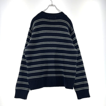 【中古品】【メンズ】 CHUNKY COTTON STRIPE SWEATER 117272 チャンキー コットン ストライプ セーター 長袖 トップス 142-260313-yo-16-fuzh サイズ：S カラー：ネイビー 万代Net店