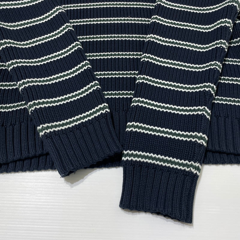 【中古品】【メンズ】 CHUNKY COTTON STRIPE SWEATER 117272 チャンキー コットン ストライプ セーター 長袖 トップス 142-260313-yo-16-fuzh サイズ：S カラー：ネイビー 万代Net店