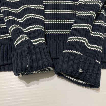 【中古品】【メンズ】 CHUNKY COTTON STRIPE SWEATER 117272 チャンキー コットン ストライプ セーター 長袖 トップス 142-260313-yo-16-fuzh サイズ：S カラー：ネイビー 万代Net店