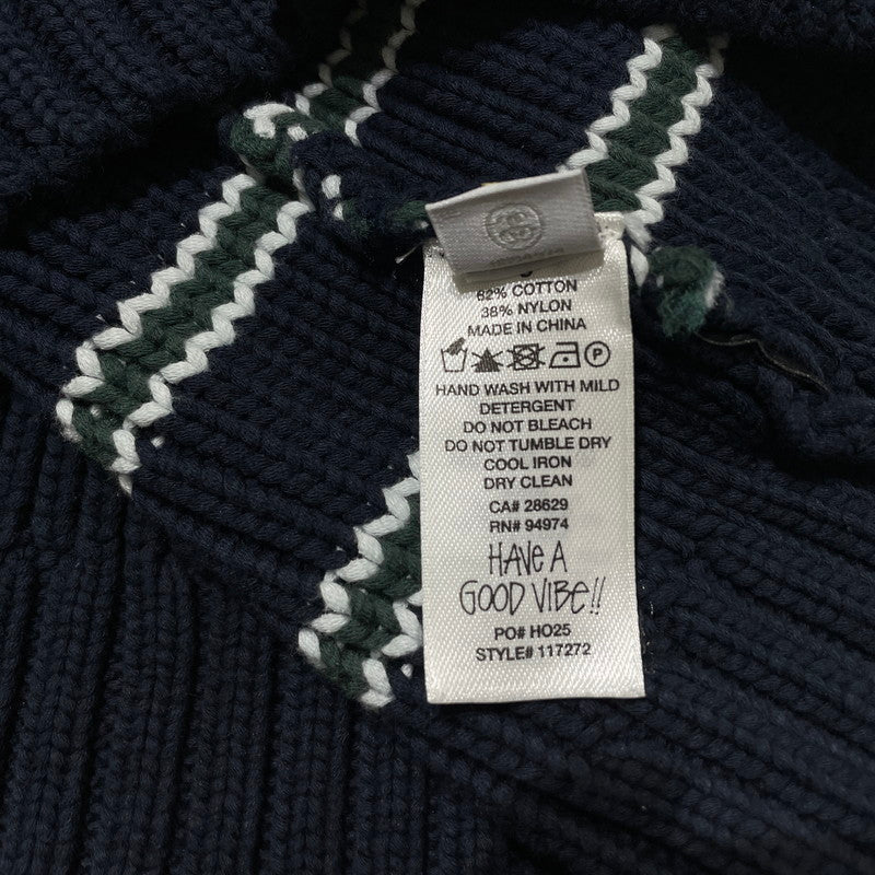 【中古品】【メンズ】 CHUNKY COTTON STRIPE SWEATER 117272 チャンキー コットン ストライプ セーター 長袖 トップス 142-260313-yo-16-fuzh サイズ：S カラー：ネイビー 万代Net店