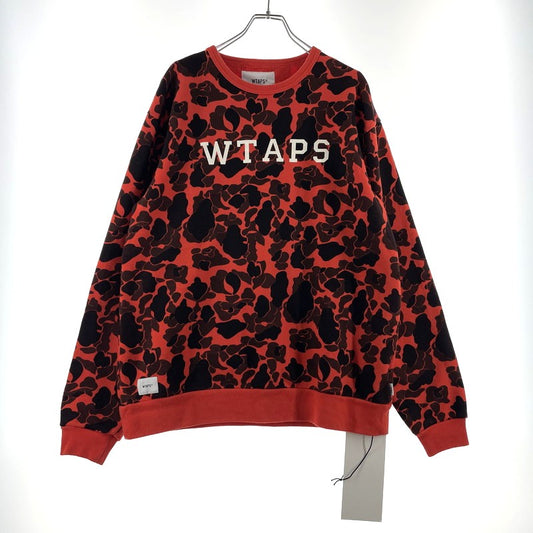 【中古品】【メンズ】 WTAPS ダブルタップス DESIGN CREWNECK COLLEGE SWEAT 182ATDT-CSM03S デザイン クルーネック カレッジ スウェット 長袖 トップス トレーナー 142-260313-yo-07-tei サイズ：01 カラー：オレンジカモ 万代Net店