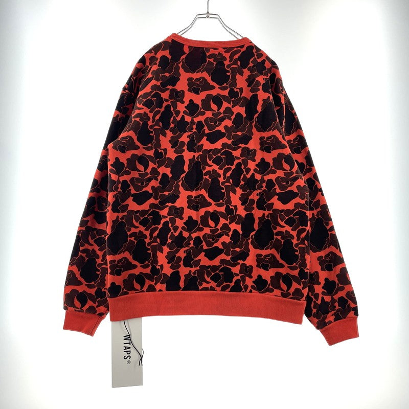 【中古品】【メンズ】 WTAPS ダブルタップス DESIGN CREWNECK COLLEGE SWEAT 182ATDT-CSM03S デザイン クルーネック カレッジ スウェット 長袖 トップス トレーナー 142-260313-yo-07-tei サイズ：01 カラー：オレンジカモ 万代Net店
