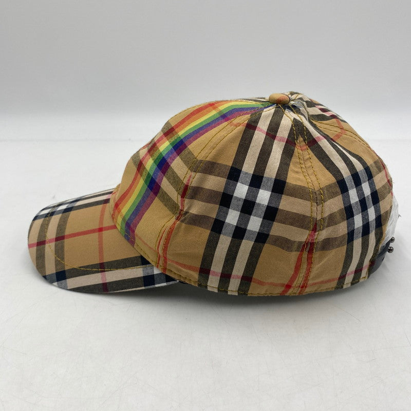 【中古品】【レディース】 BURBERRY バーバリー RAINBOW NOVA CHECK CAP レインボー ノヴァ チェック キャップ 帽子 185-260316-ks-30-tei サイズ：M/L カラー：ベージュ 万代Net店