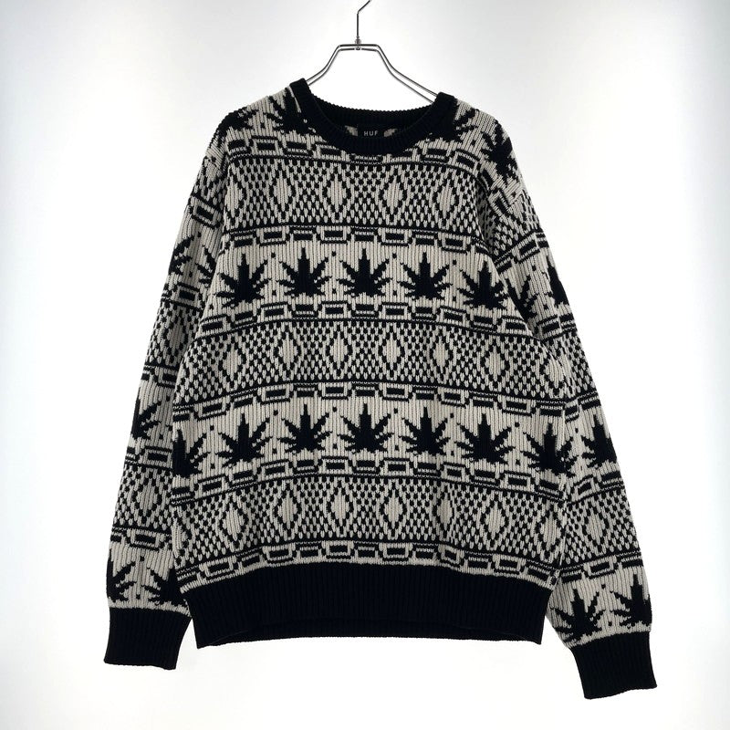 【中古品】【メンズ】 APRES CREWNECK SWEATER アプレ クルーネック セーター 長袖 トップス ニット 142-260313-yo-14-fuzh サイズ：L カラー：ブラック 万代Net店