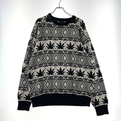 【中古品】【メンズ】 APRES CREWNECK SWEATER アプレ クルーネック セーター 長袖 トップス ニット 142-260313-yo-14-fuzh サイズ：L カラー：ブラック 万代Net店