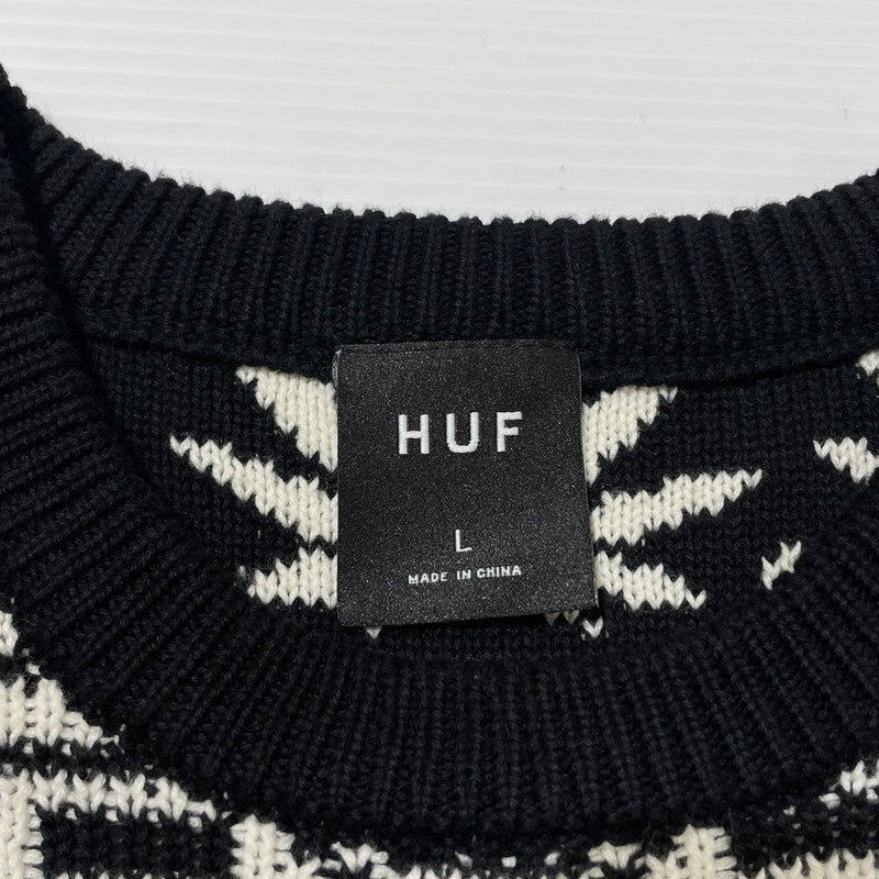 【中古品】【メンズ】 APRES CREWNECK SWEATER アプレ クルーネック セーター 長袖 トップス ニット 142-260313-yo-14-fuzh サイズ：L カラー：ブラック 万代Net店