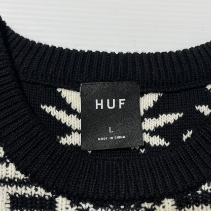 【中古品】【メンズ】 APRES CREWNECK SWEATER アプレ クルーネック セーター 長袖 トップス ニット 142-260313-yo-14-fuzh サイズ：L カラー：ブラック 万代Net店