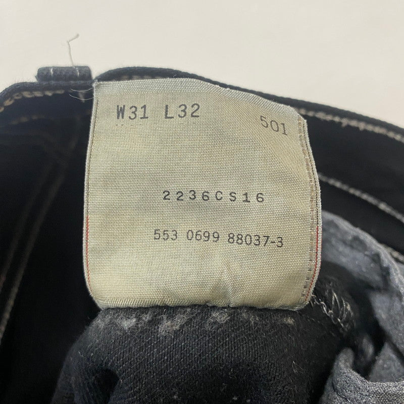 【現状渡し品】【メンズ】 Levi's リーバイス 90’s 501 BUTTONFLY BLACK DENIM PANTS 90年代 ボタンフライ ブラック デニムパンツ ボトムス ジーンズ ボタン裏刻印553 USA製 156-260316-ks-04-tei サイズ：W31 L32 カラー：ブラック 万代Net店