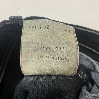 【現状渡し品】【メンズ】 Levi's リーバイス 90’s 501 BUTTONFLY BLACK DENIM PANTS 90年代 ボタンフライ ブラック デニムパンツ ボトムス ジーンズ ボタン裏刻印553 USA製 156-260316-ks-04-tei サイズ：W31 L32 カラー：ブラック 万代Net店