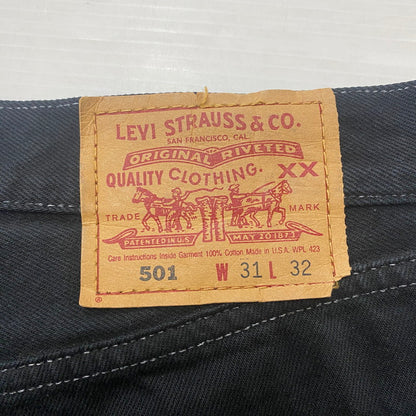 【現状渡し品】【メンズ】 Levi's リーバイス 90’s 501 BUTTONFLY BLACK DENIM PANTS 90年代 ボタンフライ ブラック デニムパンツ ボトムス ジーンズ ボタン裏刻印553 USA製 156-260316-ks-04-tei サイズ：W31 L32 カラー：ブラック 万代Net店
