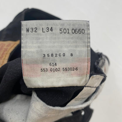【ジャンク品】【メンズ】 Levi's リーバイス 501 BUTTONFLY STRAIGHT JEANS 501-0660 501 ボタンフライ ストレート ジーンズ ボトムス デニムパンツ ボタン裏刻印553 USA製 156-260316-ks-02-tei サイズ：W32 L34 カラー：ブラック 万代Net店
