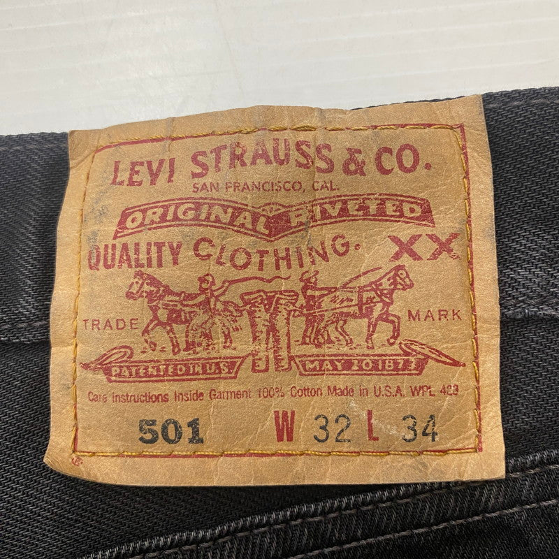 【ジャンク品】【メンズ】 Levi's リーバイス 501 BUTTONFLY STRAIGHT JEANS 501-0660 501 ボタンフライ ストレート ジーンズ ボトムス デニムパンツ ボタン裏刻印553 USA製 156-260316-ks-02-tei サイズ：W32 L34 カラー：ブラック 万代Net店