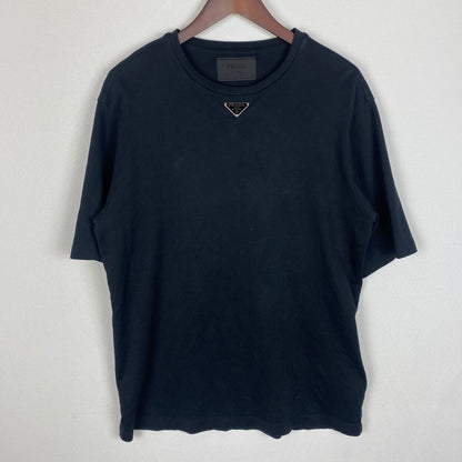 【中古品】【メンズ】 PRADA プラダ UJN861S232 トライアングルプレート コットン Tシャツ 半袖 トップス 141-260313-ks-16-tei サイズ：S カラー：ブラック 万代Net店