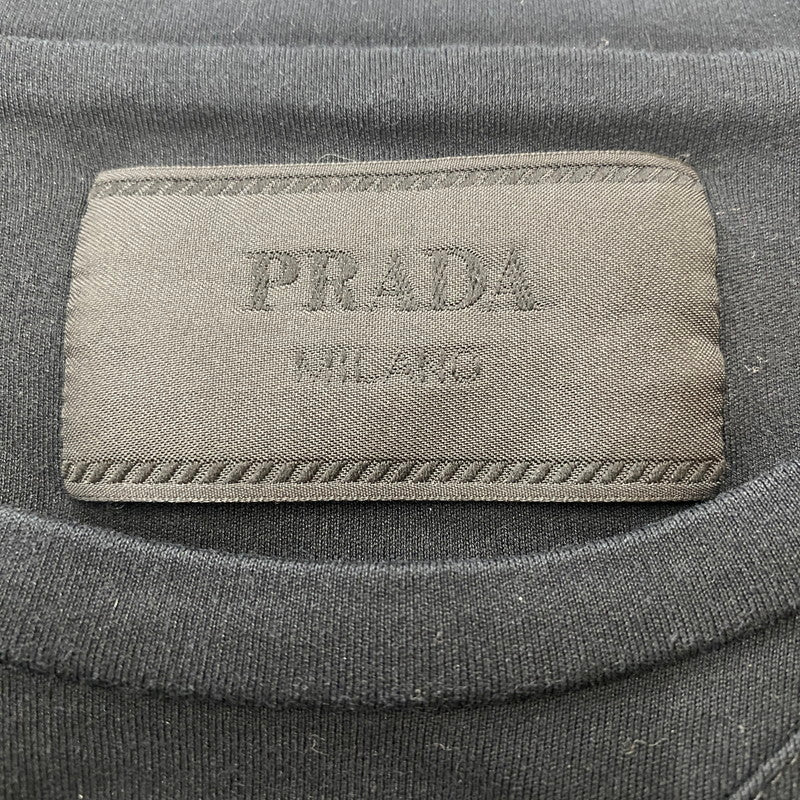 【中古品】【メンズ】 PRADA プラダ UJN861S232 トライアングルプレート コットン Tシャツ 半袖 トップス 141-260313-ks-16-tei サイズ：S カラー：ブラック 万代Net店
