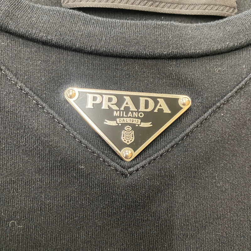 【中古品】【メンズ】 PRADA プラダ UJN861S232 トライアングルプレート コットン Tシャツ 半袖 トップス 141-260313-ks-16-tei サイズ：S カラー：ブラック 万代Net店