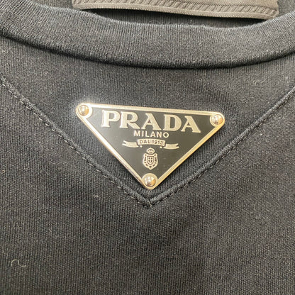 【中古品】【メンズ】 PRADA プラダ UJN861S232 トライアングルプレート コットン Tシャツ 半袖 トップス 141-260313-ks-16-tei サイズ：S カラー：ブラック 万代Net店