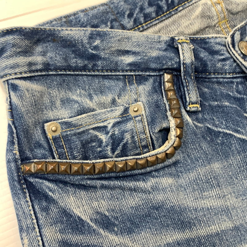 【中古品】【メンズ】 STUDDED DISTRESSED DENIM PANTS 0212AP03 スタッズ ダメージ デニムパンツ ボトムス ジーンズ SP加工パンツ 151-260313-ko-15-fuzh サイズ：28 カラー：インディゴ 万代Net店