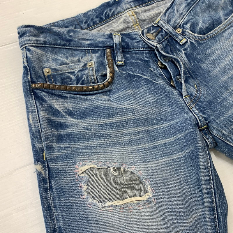 【中古品】【メンズ】 STUDDED DISTRESSED DENIM PANTS 0212AP03 スタッズ ダメージ デニムパンツ ボトムス ジーンズ SP加工パンツ 151-260313-ko-15-fuzh サイズ：28 カラー：インディゴ 万代Net店