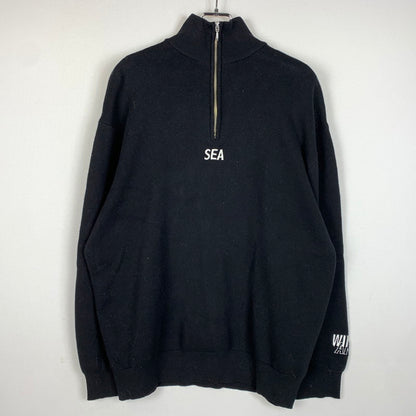 【中古品】【メンズ】 WIND AND SEA ウィンダンシー HALF ZIP COTTON CASHMERE KNIT WDS-O-ESCC-25-Q1-KN-01 ハーフジップ コットンカシミヤニット トップス 142-260321-ko-01-fuz サイズ：L カラー：ブラック 万代Net店