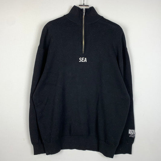 【中古品】【メンズ】 WIND AND SEA ウィンダンシー HALF ZIP COTTON CASHMERE KNIT WDS-O-ESCC-25-Q1-KN-01 ハーフジップ コットンカシミヤニット トップス 142-260321-ko-01-fuz サイズ：L カラー：ブラック 万代Net店