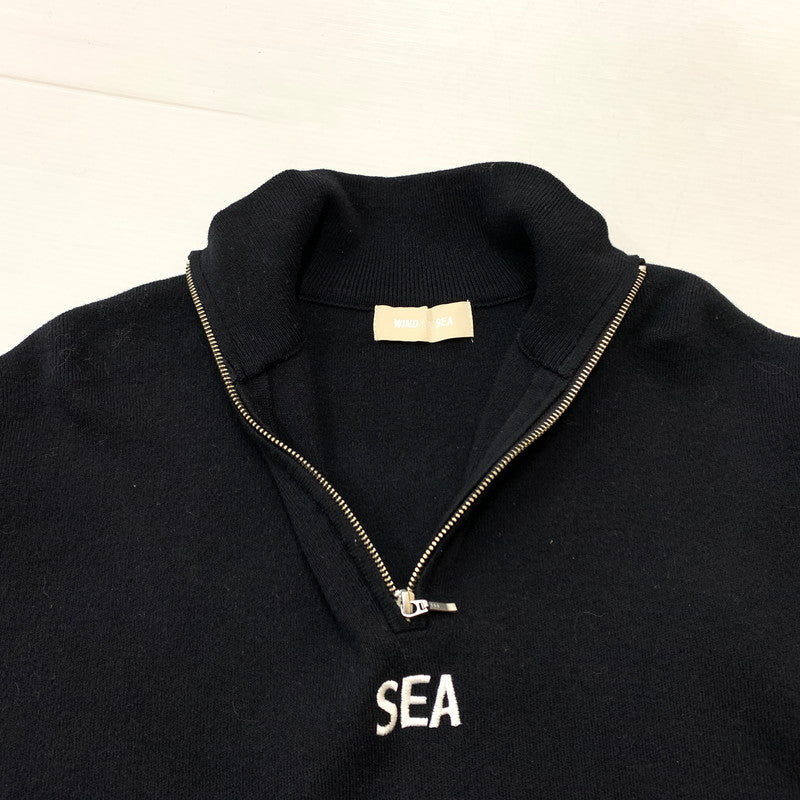 【中古品】【メンズ】 WIND AND SEA ウィンダンシー HALF ZIP COTTON CASHMERE KNIT WDS-O-ESCC-25-Q1-KN-01 ハーフジップ コットンカシミヤニット トップス 142-260321-ko-01-fuz サイズ：L カラー：ブラック 万代Net店