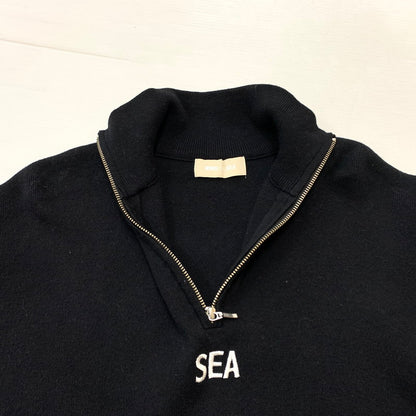 【中古品】【メンズ】 WIND AND SEA ウィンダンシー HALF ZIP COTTON CASHMERE KNIT WDS-O-ESCC-25-Q1-KN-01 ハーフジップ コットンカシミヤニット トップス 142-260321-ko-01-fuz サイズ：L カラー：ブラック 万代Net店