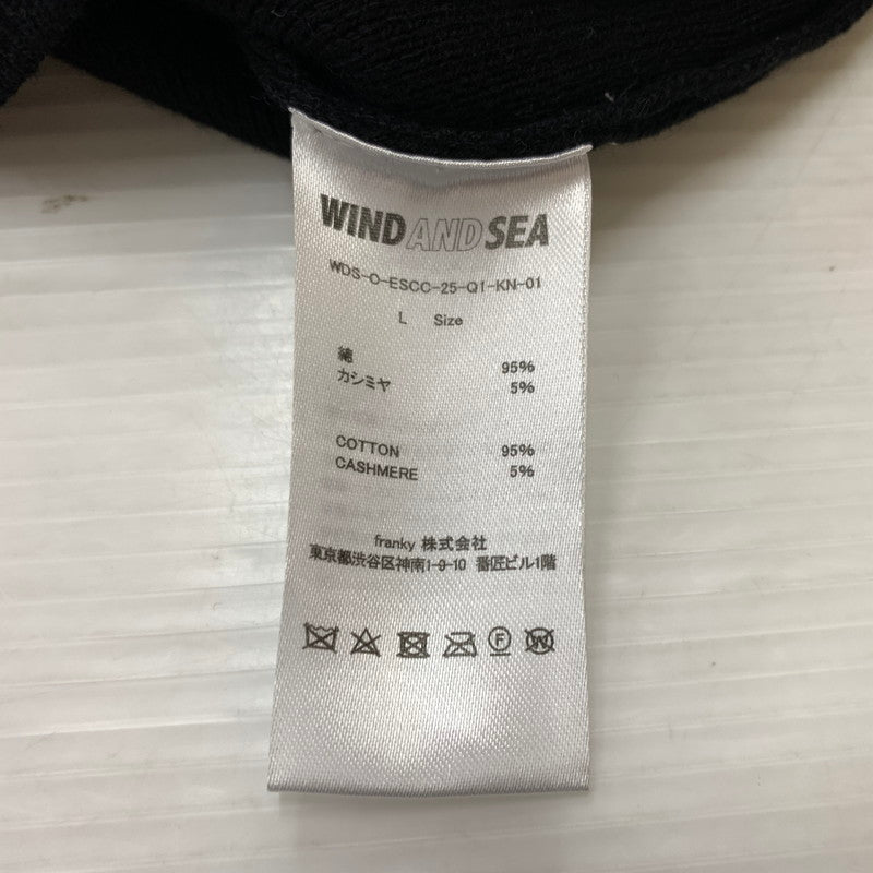 【中古品】【メンズ】 WIND AND SEA ウィンダンシー HALF ZIP COTTON CASHMERE KNIT WDS-O-ESCC-25-Q1-KN-01 ハーフジップ コットンカシミヤニット トップス 142-260321-ko-01-fuz サイズ：L カラー：ブラック 万代Net店