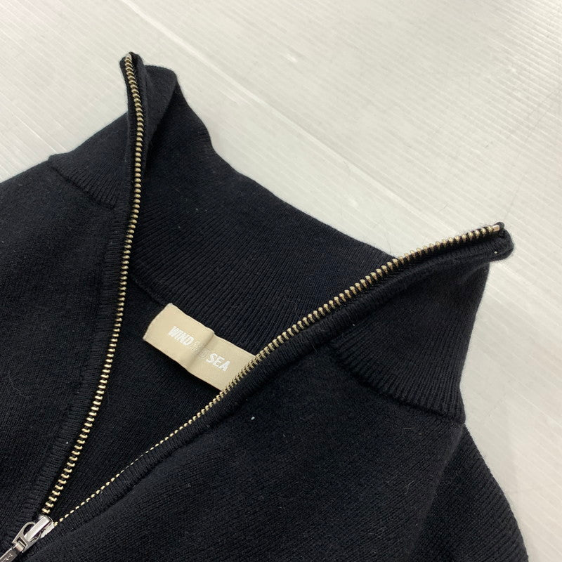 【中古品】【メンズ】 WIND AND SEA ウィンダンシー HALF ZIP COTTON CASHMERE KNIT WDS-O-ESCC-25-Q1-KN-01 ハーフジップ コットンカシミヤニット トップス 142-260321-ko-01-fuz サイズ：L カラー：ブラック 万代Net店