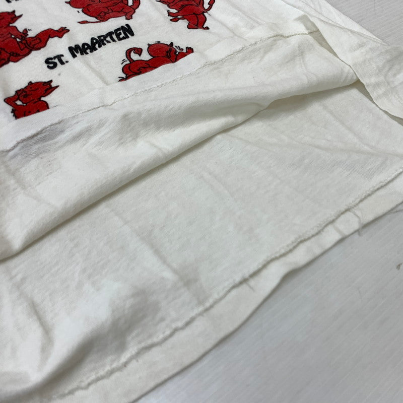 【中古品】【メンズ】 UNKNOWN 90's THE DEVIL MADE ME DO IT TEE 90年代 デビル メイド Tシャツ トップス 半袖 145-260315-ko-28-tei サイズ：L カラー：ホワイト 万代Net店
