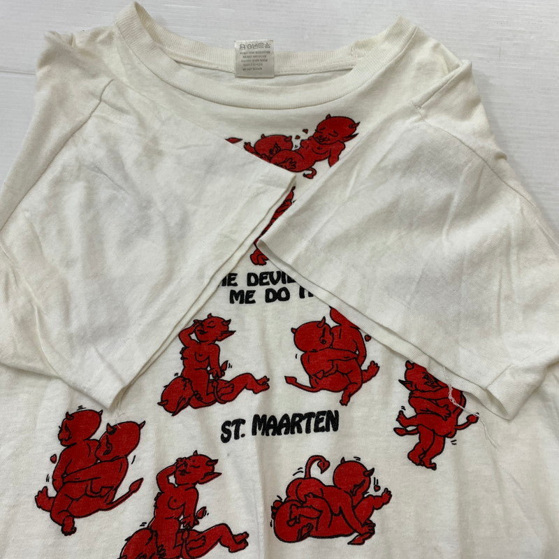 【中古品】【メンズ】 UNKNOWN 90's THE DEVIL MADE ME DO IT TEE 90年代 デビル メイド Tシャツ トップス 半袖 145-260315-ko-28-tei サイズ：L カラー：ホワイト 万代Net店