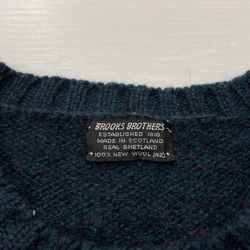 【現状渡し品】【メンズ】 Brooks Brothers ブルックスブラザーズ 70's WOOL KNIT SWEATER MADE IN SCOTLAND VINTAGE 70年代 ウール ニットセーター 長袖 トップス スコットランド製 黒タグ 145-260317-yo-07-tei サイズ：42 カラー：ダークグリーン 万代Net店