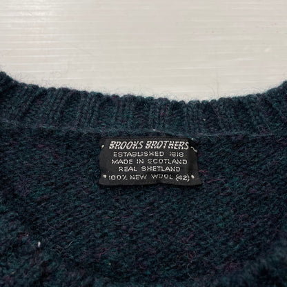 【現状渡し品】【メンズ】 Brooks Brothers ブルックスブラザーズ 70's WOOL KNIT SWEATER MADE IN SCOTLAND VINTAGE 70年代 ウール ニットセーター 長袖 トップス スコットランド製 黒タグ 145-260317-yo-07-tei サイズ：42 カラー：ダークグリーン 万代Net店