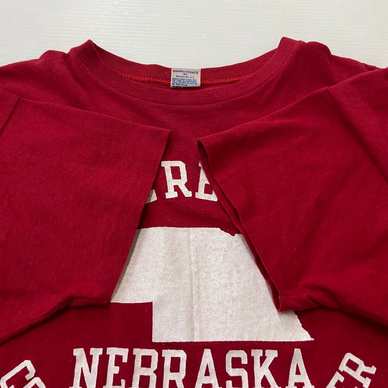 【中古品】【メンズ】 Champion チャンピオン 80's S/S COTTON TEE VINTAGE 80年代 ショートスリーブ コットン Tシャツ 半袖 トップス バータグ ヴィンテージ 145-260317-yo-01-tei サイズ：XL カラー：レッド 万代Net店