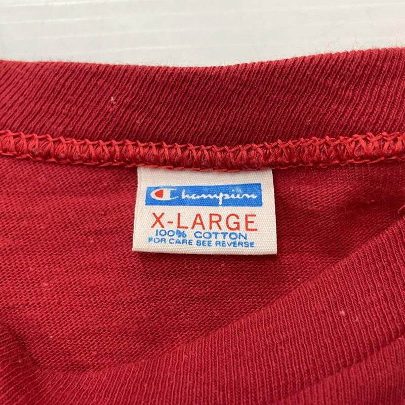 【中古品】【メンズ】 Champion チャンピオン 80's S/S COTTON TEE VINTAGE 80年代 ショートスリーブ コットン Tシャツ 半袖 トップス バータグ ヴィンテージ 145-260317-yo-01-tei サイズ：XL カラー：レッド 万代Net店