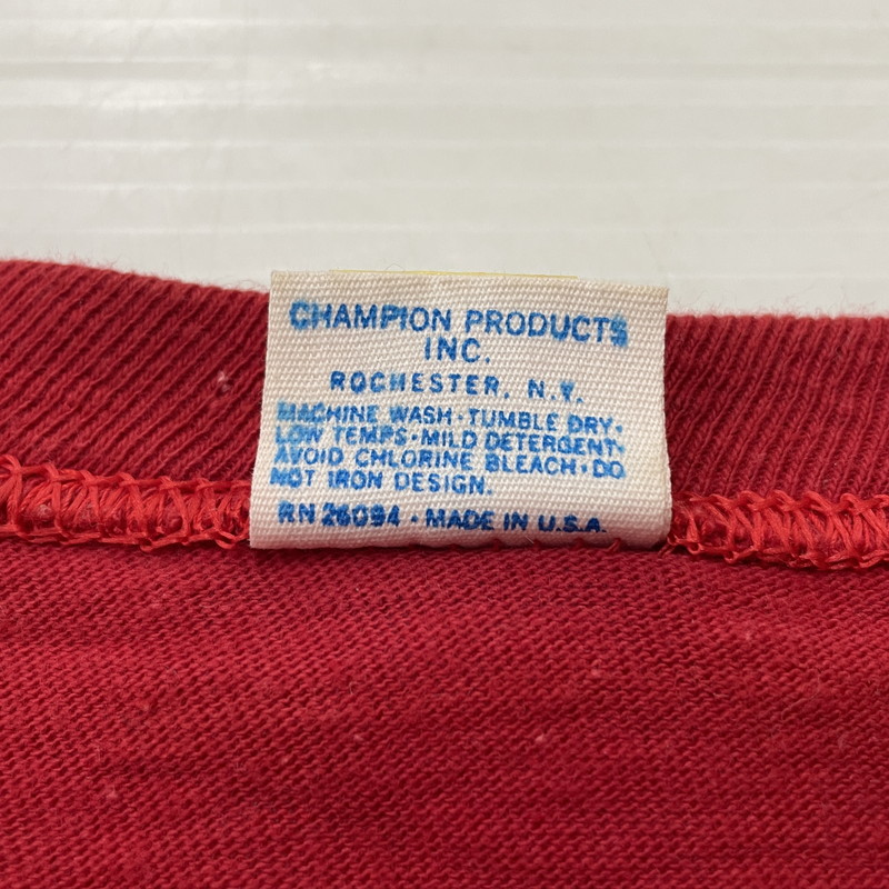 【中古品】【メンズ】 Champion チャンピオン 80's S/S COTTON TEE VINTAGE 80年代 ショートスリーブ コットン Tシャツ 半袖 トップス バータグ ヴィンテージ 145-260317-yo-01-tei サイズ：XL カラー：レッド 万代Net店