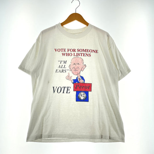 【現状渡し品】【メンズ】 UNKNOWN ～90's VOTE FOR SOMEONE WHO LISTENS TEE VINTAGE ～90年代 ショートスリーブ Tシャツ 半袖 トップス ヴィンテージ 145-260317-yo-02-tei サイズ：不明 カラー：ホワイト 万代Net店