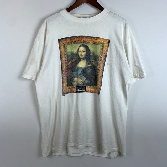【現状渡し品】【メンズ】 ONEITA オニータ 90's THE ART OF CONNECTION USROBOTICS TEE 90年代 アート オブ コネクション Tシャツ トップス モナリザ パロディプリント 145-260315-ko-16-tei サイズ：XL カラー：ホワイト 万代Net店
