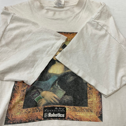 【現状渡し品】【メンズ】 ONEITA オニータ 90's THE ART OF CONNECTION USROBOTICS TEE 90年代 アート オブ コネクション Tシャツ トップス モナリザ パロディプリント 145-260315-ko-16-tei サイズ：XL カラー：ホワイト 万代Net店