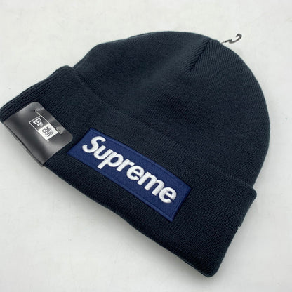 【中古美品】【メンズ】 Supreme シュプリーム × NEWERA ニューエラ 別注 コラボ BOX LOGO BEANIE FW25BN5-NVY-OS ボックス ロゴ ビーニー 帽子 ニットキャップ 185-260316-ko-28-tei サイズ：OS カラー：ネイビー 万代Net店