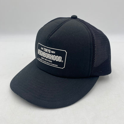 【中古品】【メンズ】 NEIGHBORHOOD ネイバーフッド LOGO MESH CAP 241YGNH-HT12 ロゴ メッシュキャップ 帽子 185-260316-ks-29-tei サイズ：F カラー：ブラック 万代Net店