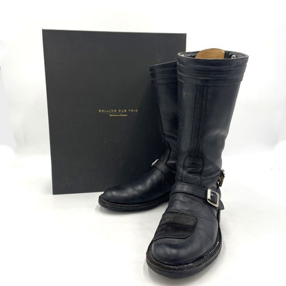 【中古品】【メンズ】 ROLLING DUB TRIO ローリングダブトリオ STEER HIDE LEATHER BOOTS MR04 REV101 ステアハイド レザー ブーツ 靴 バイクブーツ 164-260316-yo-01-tei サイズ：25cm カラー：ブラック 万代Net店