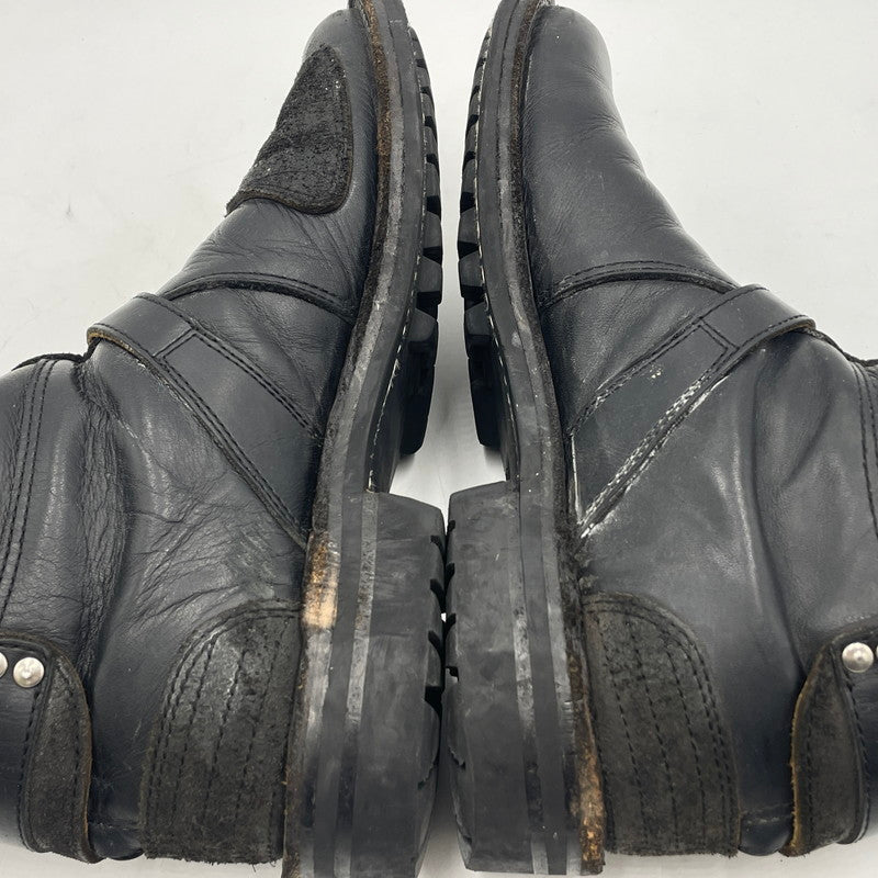 【中古品】【メンズ】 ROLLING DUB TRIO ローリングダブトリオ STEER HIDE LEATHER BOOTS MR04 REV101 ステアハイド レザー ブーツ 靴 バイクブーツ 164-260316-yo-01-tei サイズ：25cm カラー：ブラック 万代Net店