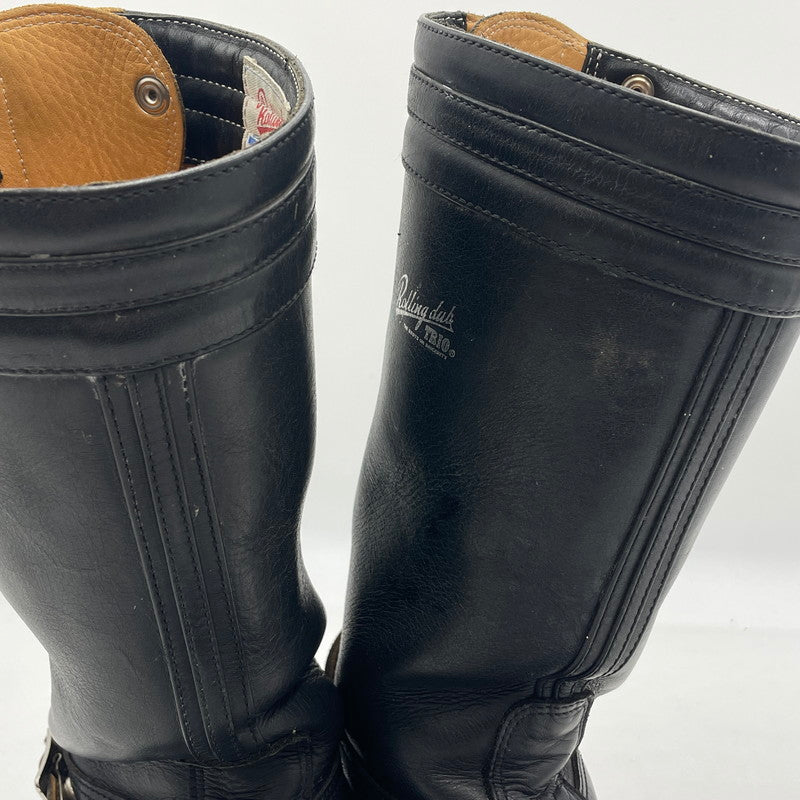 【中古品】【メンズ】 ROLLING DUB TRIO ローリングダブトリオ STEER HIDE LEATHER BOOTS MR04 REV101 ステアハイド レザー ブーツ 靴 バイクブーツ 164-260316-yo-01-tei サイズ：25cm カラー：ブラック 万代Net店