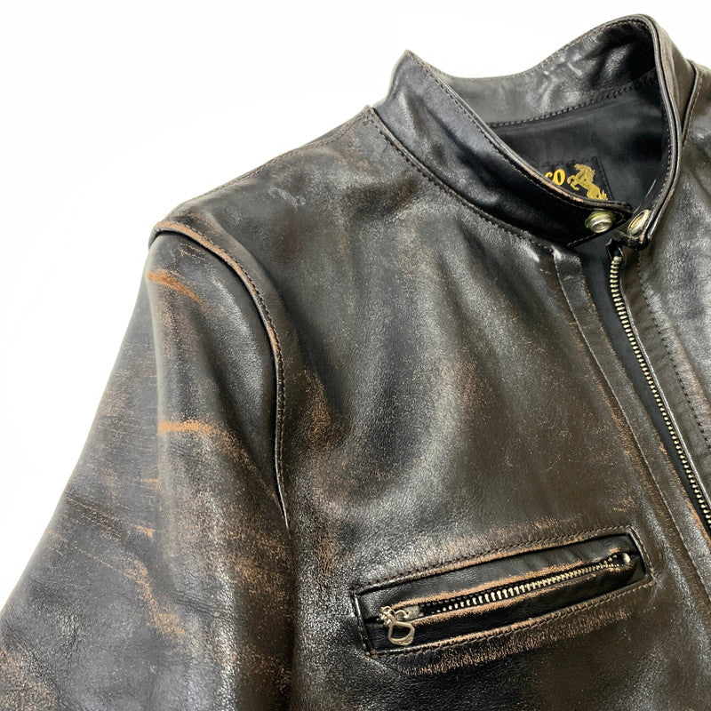 【現状渡し品】【メンズ】 BUCO ブコ HORSEHIDE LEATHER JACKET J100 ホースハイド レザージャケット アウター 茶芯 145-260316-ko-18-fuzh サイズ：36 カラー：ブラック 万代Net店