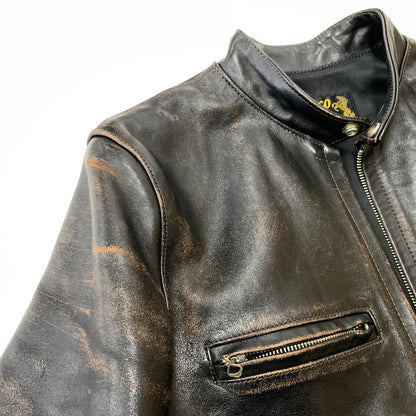 【現状渡し品】【メンズ】 BUCO ブコ HORSEHIDE LEATHER JACKET J100 ホースハイド レザージャケット アウター 茶芯 145-260316-ko-18-fuzh サイズ：36 カラー：ブラック 万代Net店