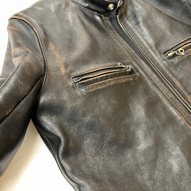 【現状渡し品】【メンズ】 BUCO ブコ HORSEHIDE LEATHER JACKET J100 ホースハイド レザージャケット アウター 茶芯 145-260316-ko-18-fuzh サイズ：36 カラー：ブラック 万代Net店
