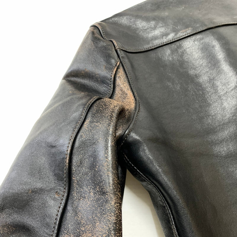 【現状渡し品】【メンズ】 BUCO ブコ HORSEHIDE LEATHER JACKET J100 ホースハイド レザージャケット アウター 茶芯 145-260316-ko-18-fuzh サイズ：36 カラー：ブラック 万代Net店