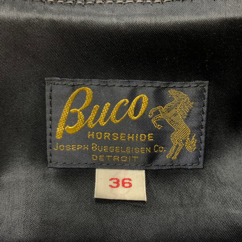 【現状渡し品】【メンズ】 BUCO ブコ HORSEHIDE LEATHER JACKET J100 ホースハイド レザージャケット アウター 茶芯 145-260316-ko-18-fuzh サイズ：36 カラー：ブラック 万代Net店