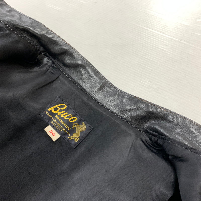 【現状渡し品】【メンズ】 BUCO ブコ HORSEHIDE LEATHER JACKET J100 ホースハイド レザージャケット アウター 茶芯 145-260316-ko-18-fuzh サイズ：36 カラー：ブラック 万代Net店